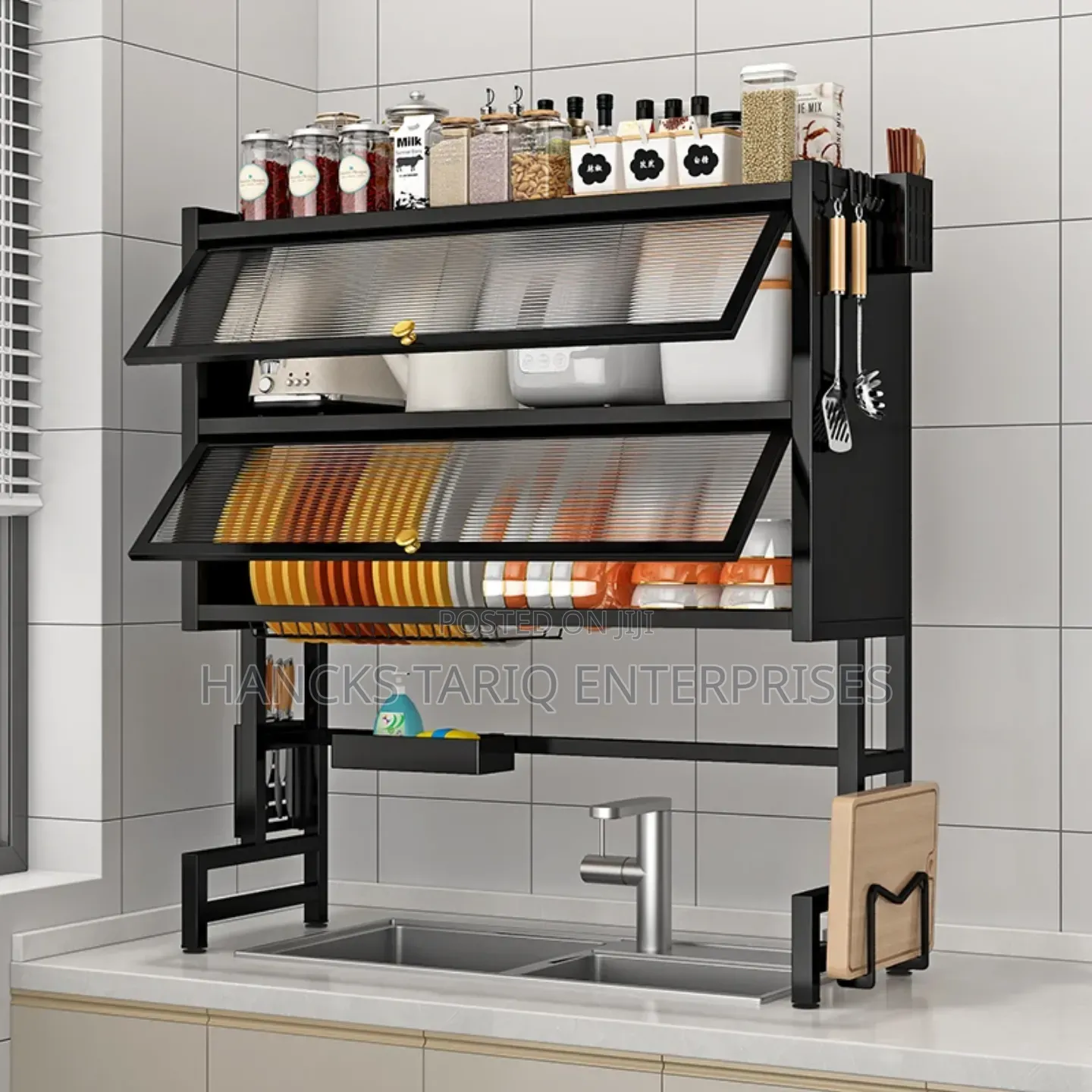 Premium Over-the-sink Kitchen Storage Shelf – All-in-one Organizer