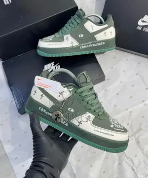 Nike Air Force 1 Sneakers Inspired by Chrome Hearts. Green