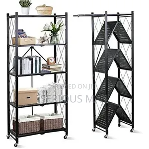 5-Tier Black Metal Foldable Storage Rack