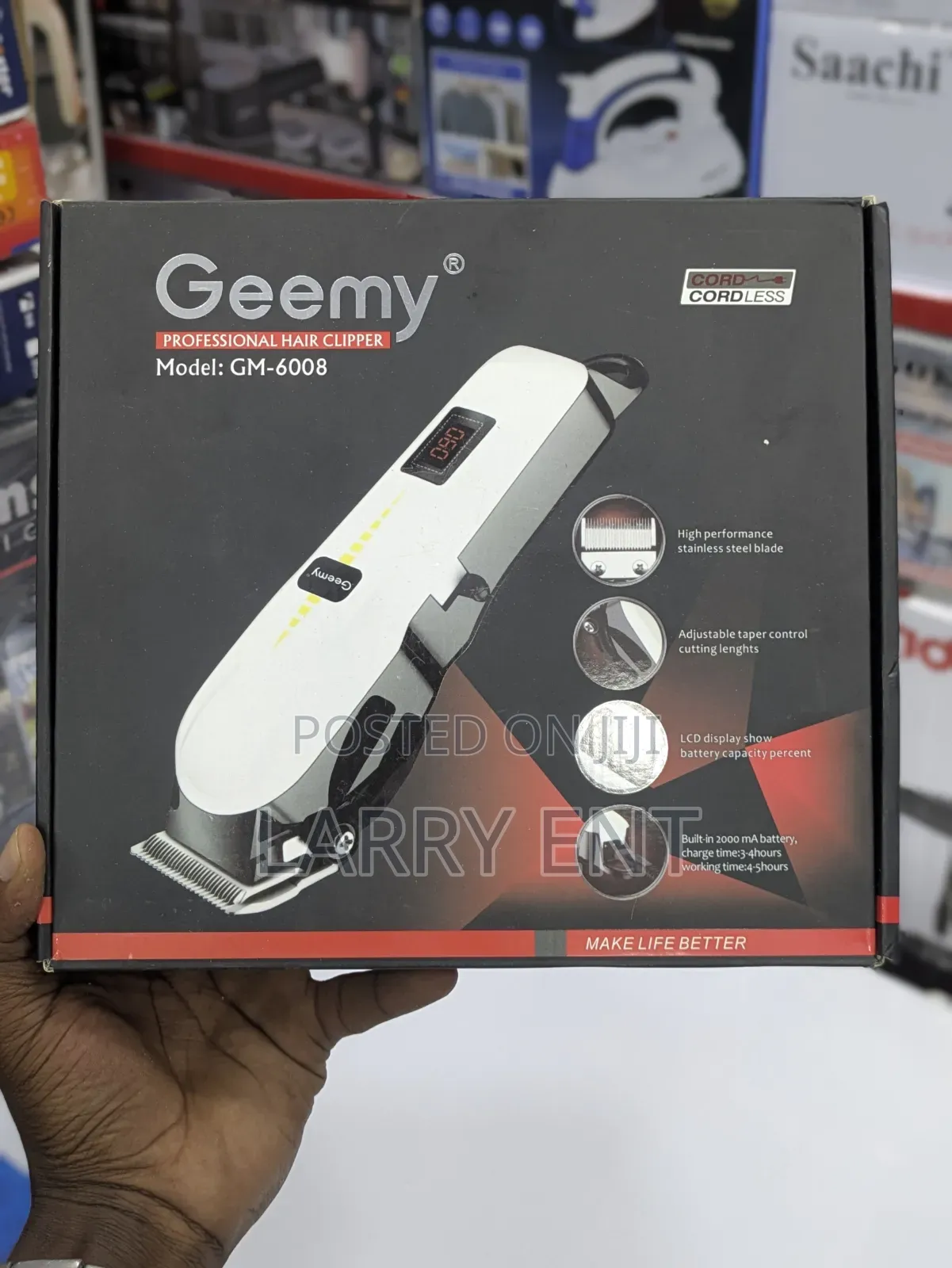 Geemy Professional Hair Clipper Rechargeable With Adjustable Blades