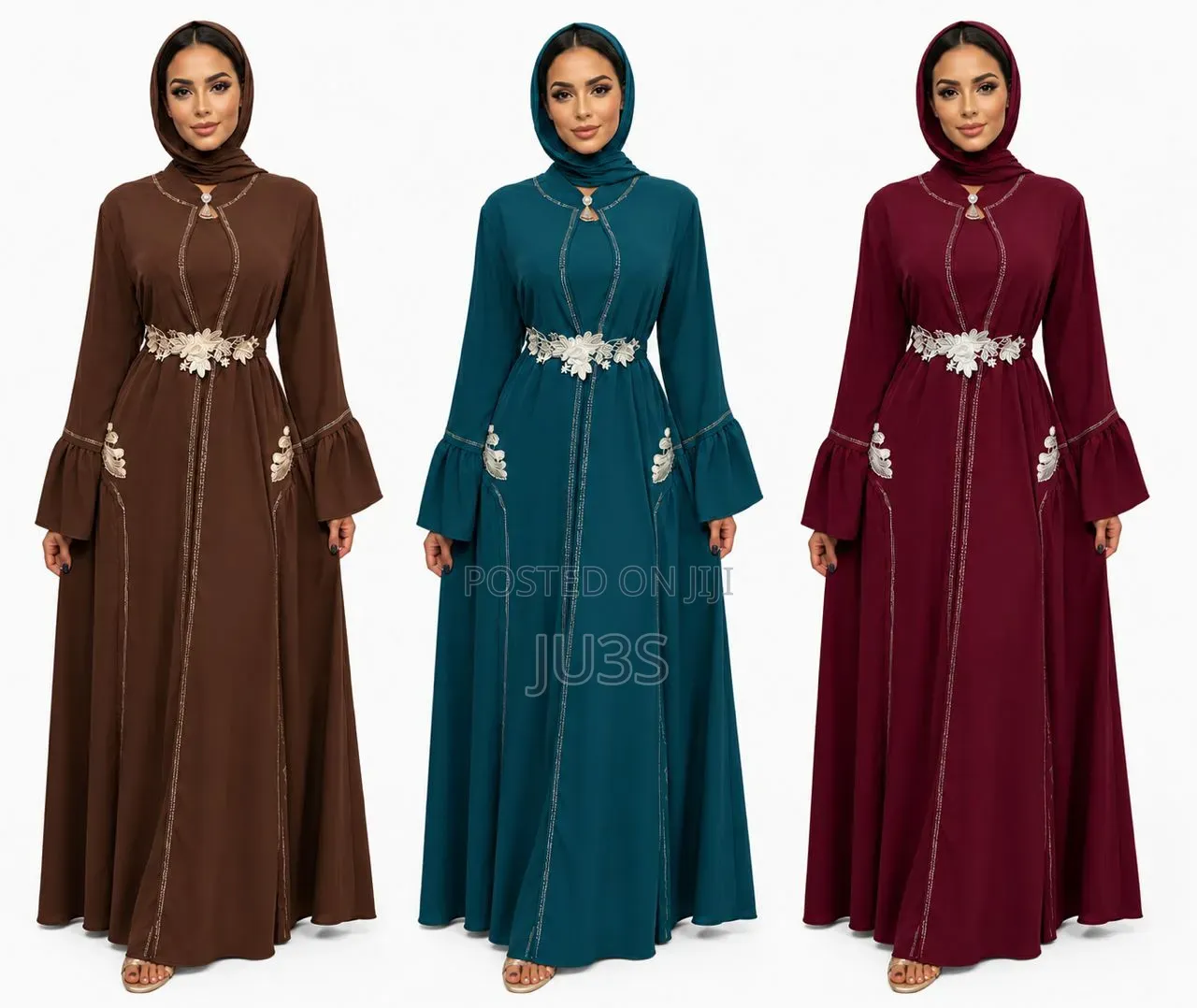 Embroidered Silk Abayas in Many Differnt Colours
