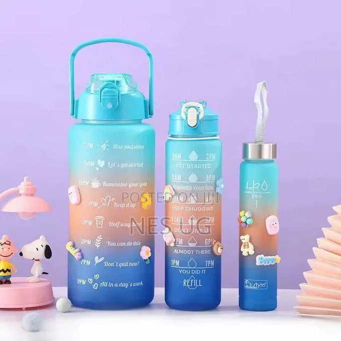 3 In 1 Plastic Water Bottle A Set Of 3pcs - Multicolour