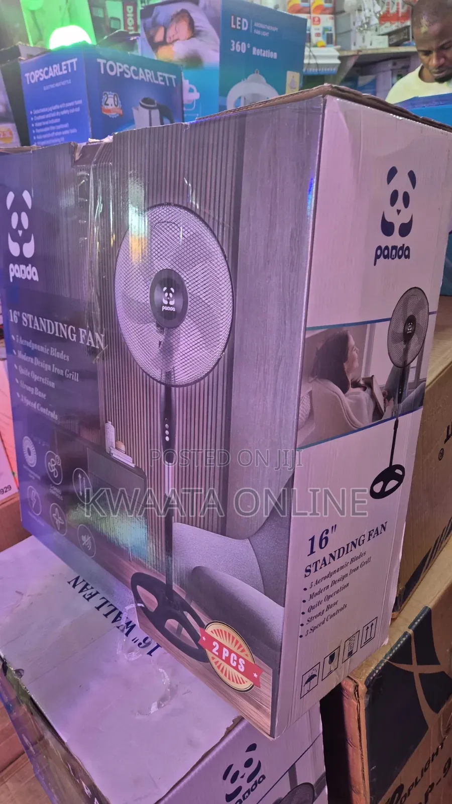 Panda 16 Inch Standing Fan-3 Speed Adjustable Fan( 2 Pieces in a Box)