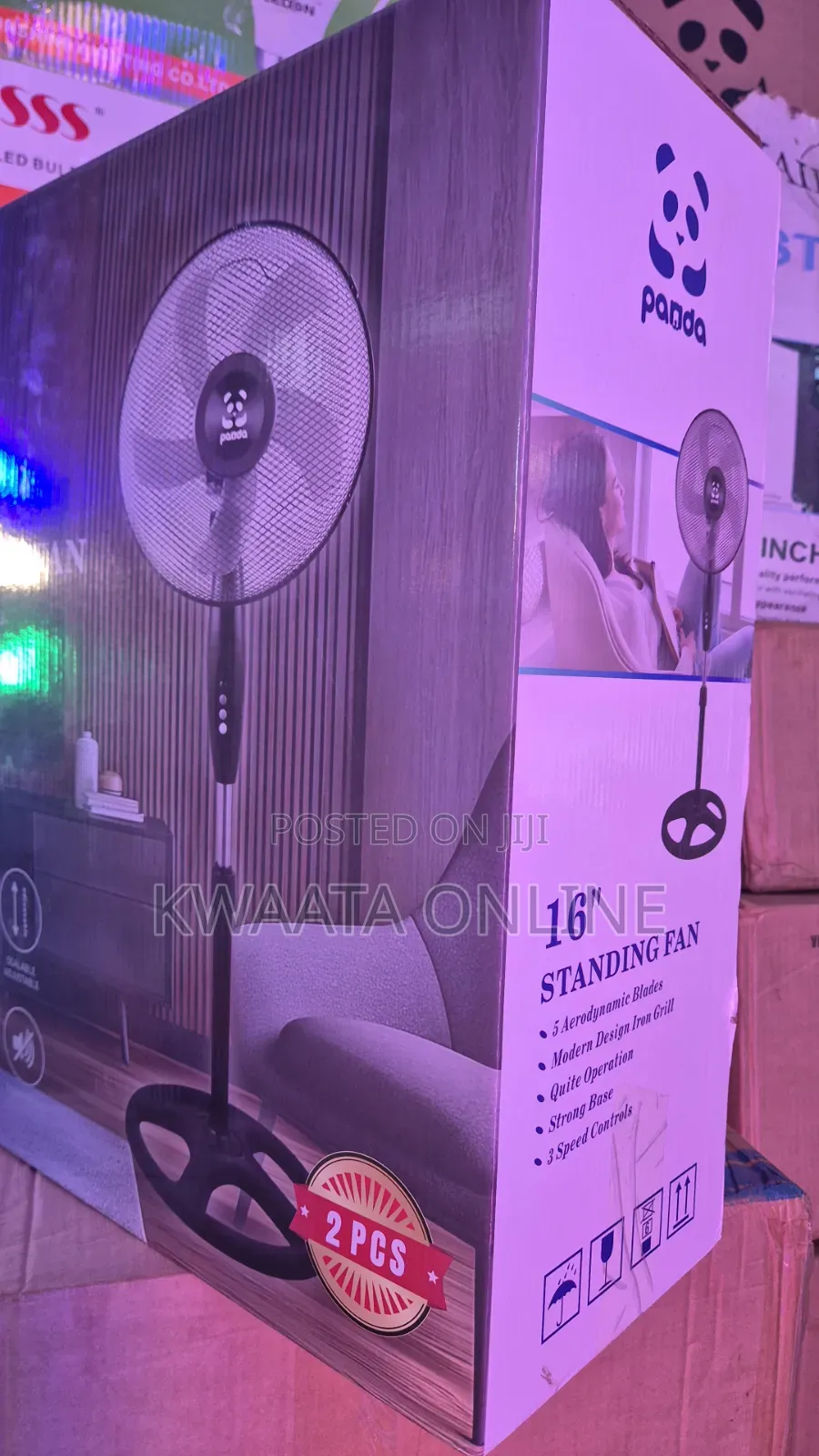 Panda 16 Inch Standing Fan-3 Speed Adjustable Fan( 2 Pieces in a Box)