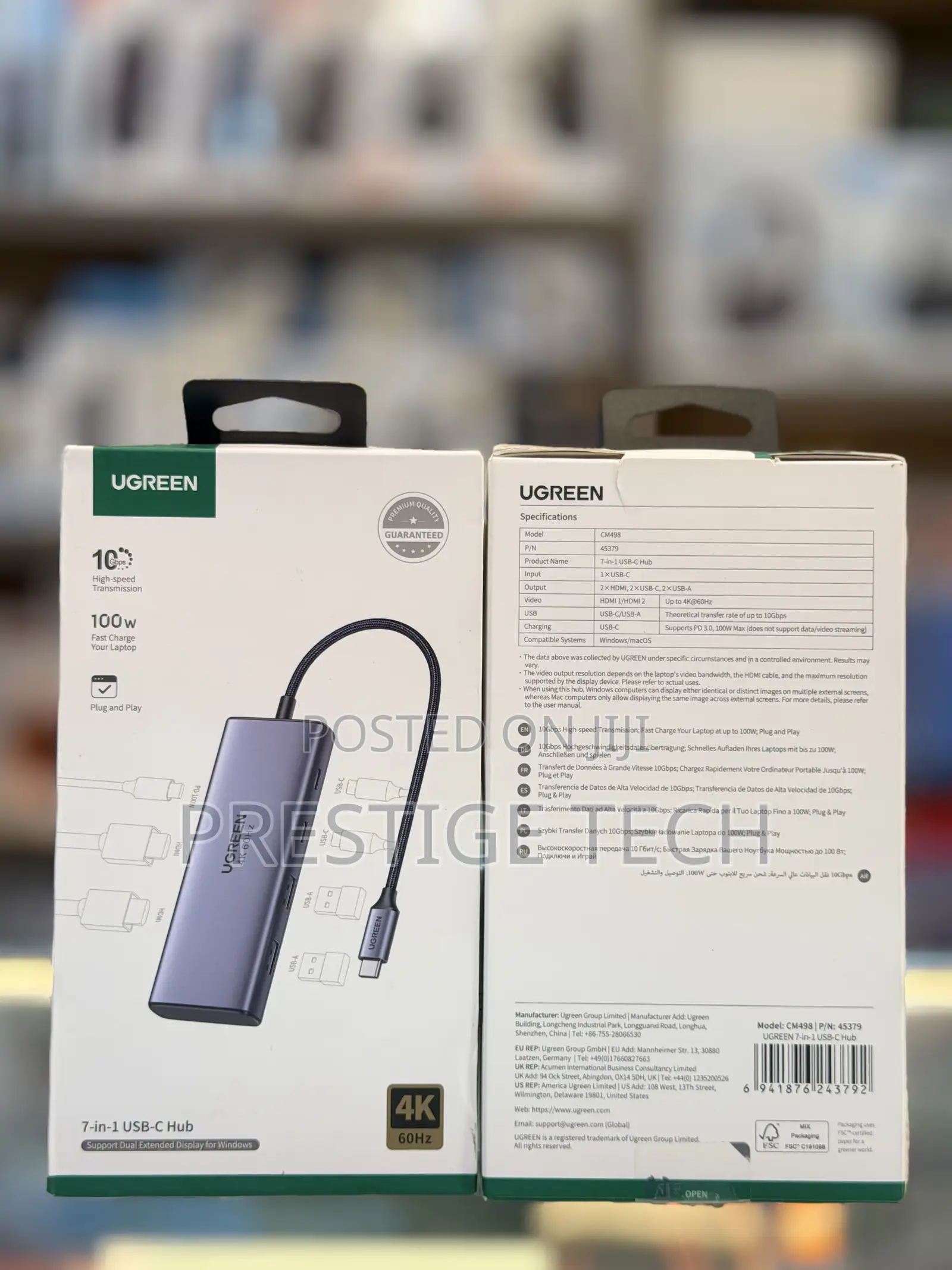 Ugreen Usb C Hub 7in1 Dual Hdmi Type C Pd 100w Usb 3.0 for Macbook