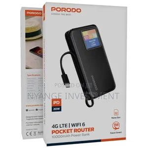 Porodo 4g Lte Wifi 6 Pocket Router. Router