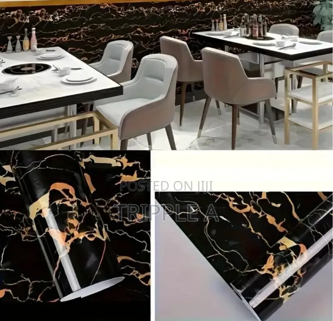 Granite Black Marble Gloss Seld Adhesive