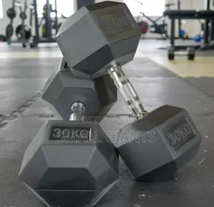 Pair of 30 Kg Rubber Coated Hex Dumbbell