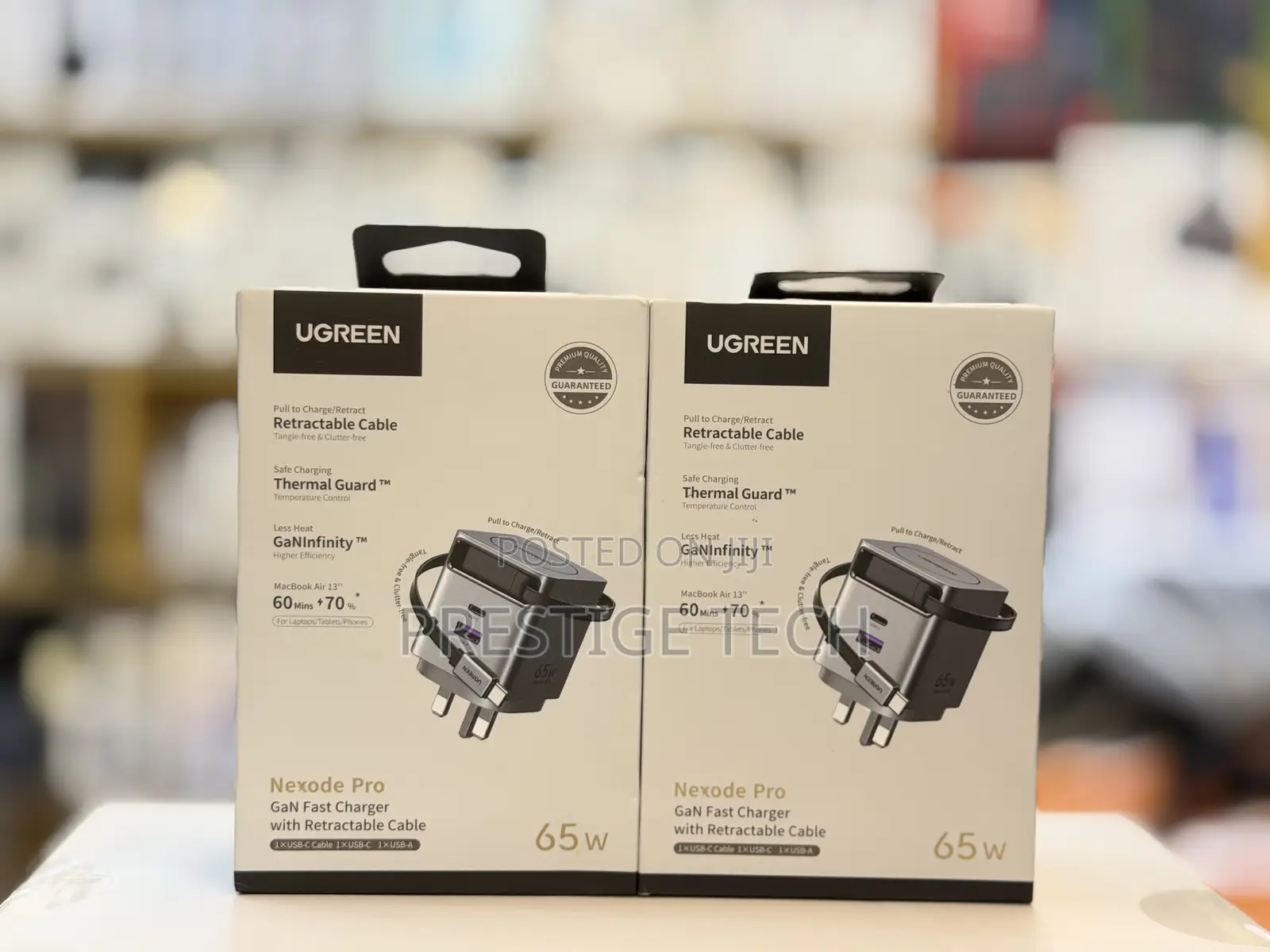 Ugreen 65w Nexode Pro Gan Charger With Retractable Cable, Usb A, Usb C