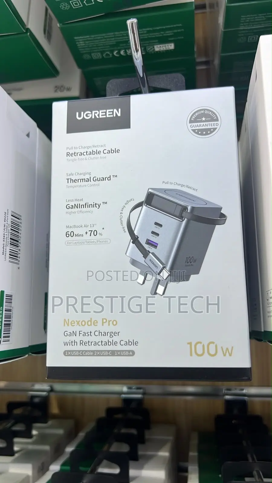 Ugreen Nexode Pro 100w Gan Usb C Adapter With Retractable Cable