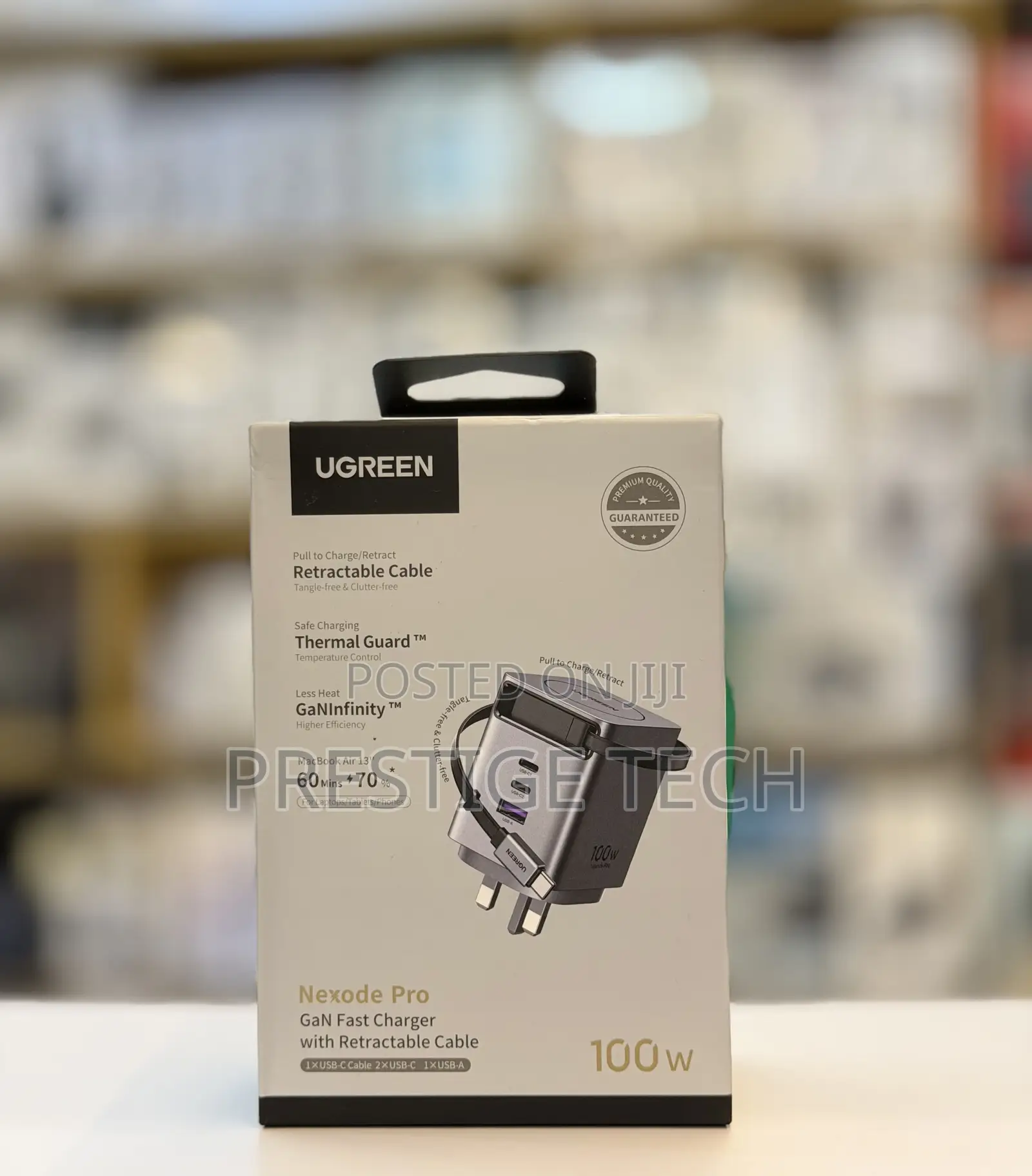 Ugreen Nexode Pro 100w Gan Usb C Adapter With Retractable Cable