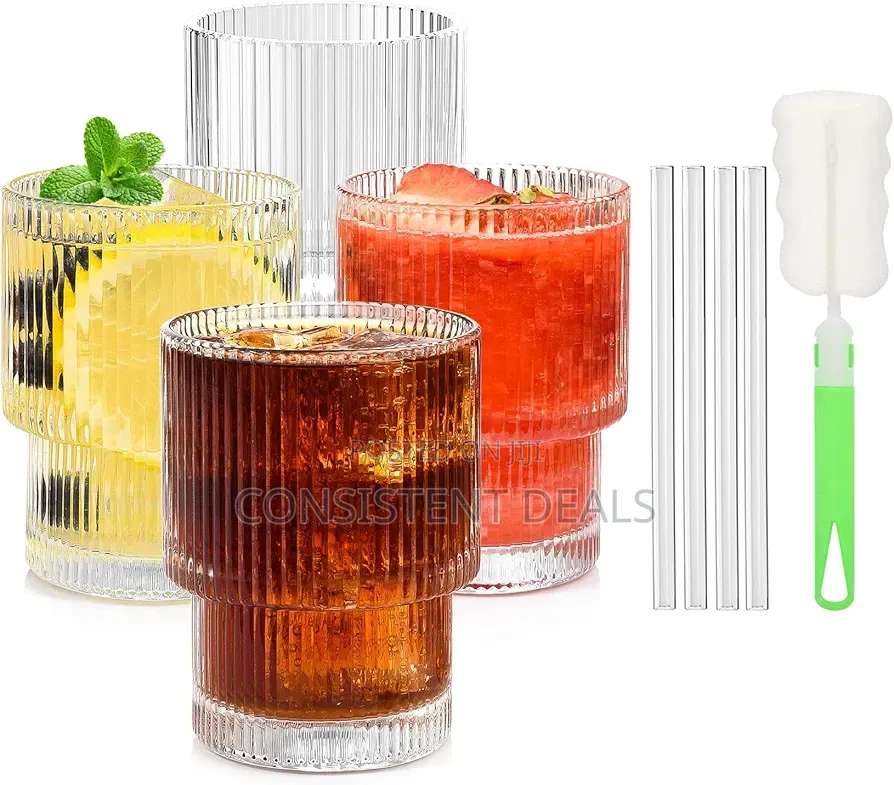 Ribbed Drinking Glasses (12pcs)