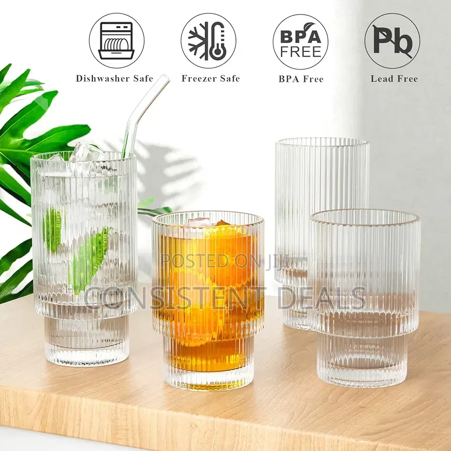 Ribbed Drinking Glasses (12pcs)