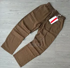 Linen-Blend Trousers. Beige, Black, Brown, and Light Blue