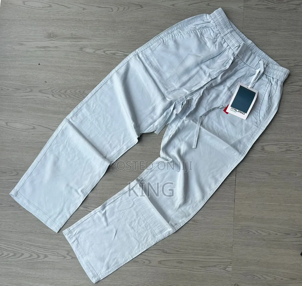 Linen-Blend Trousers. Beige, Black, Brown, and Light Blue