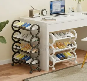 ​Modern 4-Tier Rolling Shoe Rack