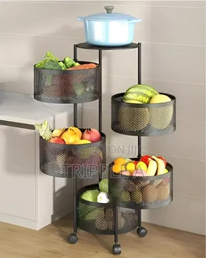 Kitchenwell Round Multipurpose Rotatable Trolley Organizer