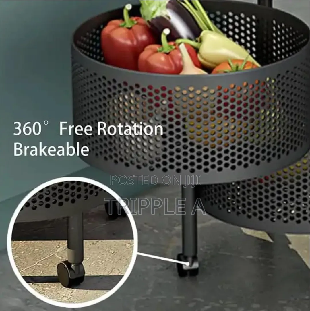 Kitchenwell Round Multipurpose Rotatable Trolley Organizer