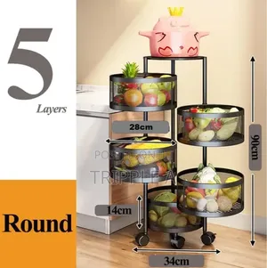 Kitchenwell Round Multipurpose Rotatable Trolley Organizer
