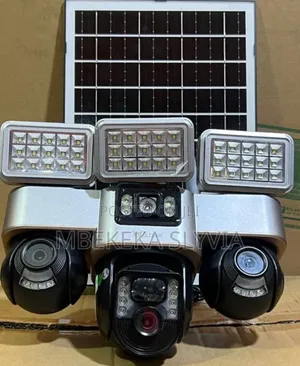 Solar Camera 3ptz Lens With Flood Lights-50xzoom Security Surveillanc