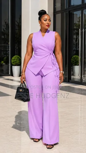2pc Sleeveless Top With Wide Leg Pants