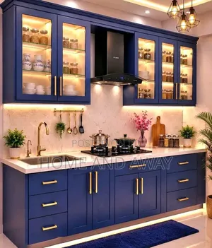 Glassed Parallel Kitchen Cabinets in Any Colour From 6,000,000/- Now