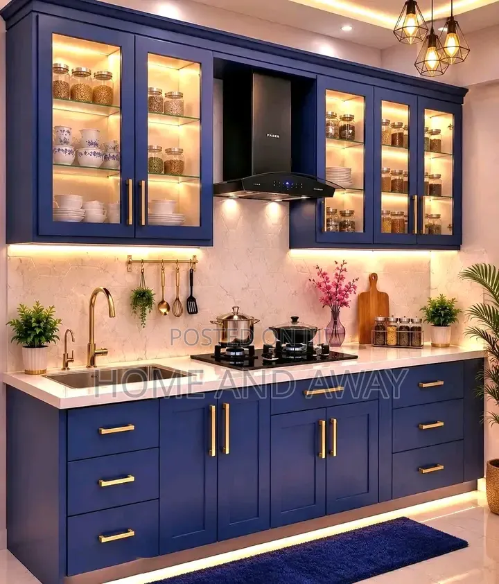Glassed Parallel Kitchen Cabinets in Any Colour From 6,000,000/- Now