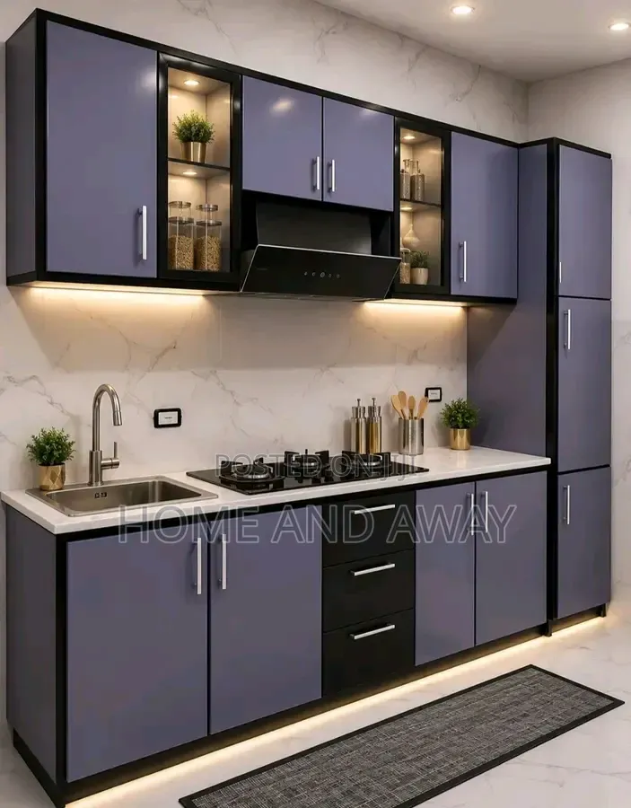 Glassed Parallel Kitchen Cabinets in Any Colour From 6,000,000/- Now