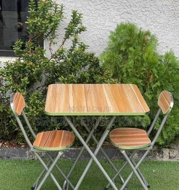 Foldable Wood-Grain Table and Chair Set