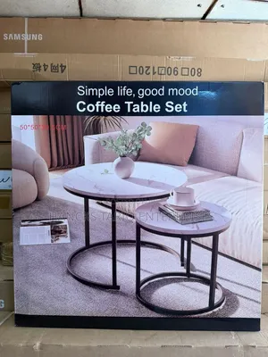 Modern Nesting Coffee Table Set – Elegant Marble-Effect Round Tables