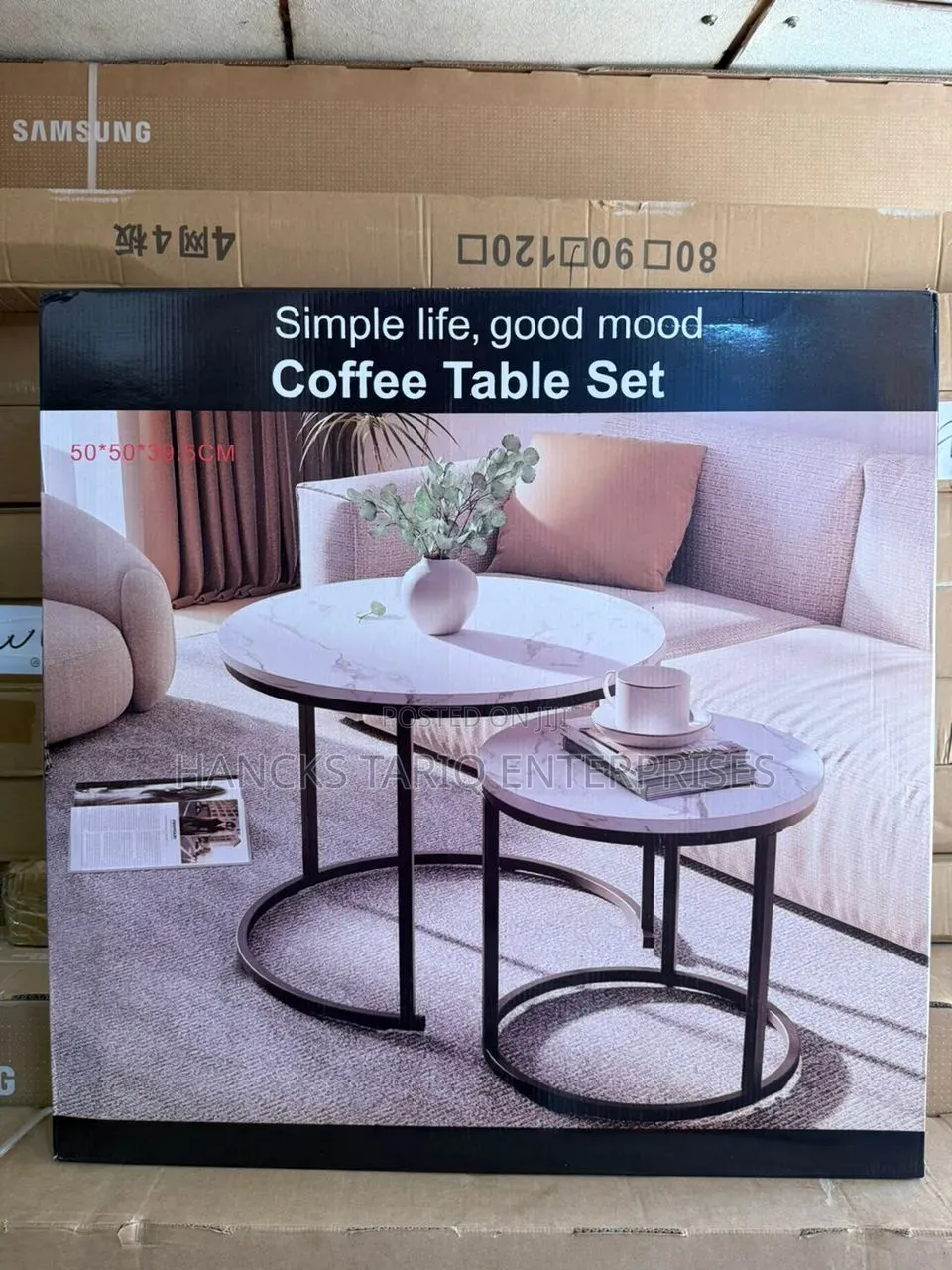 Modern Nesting Coffee Table Set – Elegant Marble-Effect Round Tables