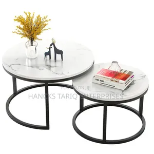 Modern Nesting Coffee Table Set – Elegant Marble-Effect Round Tables