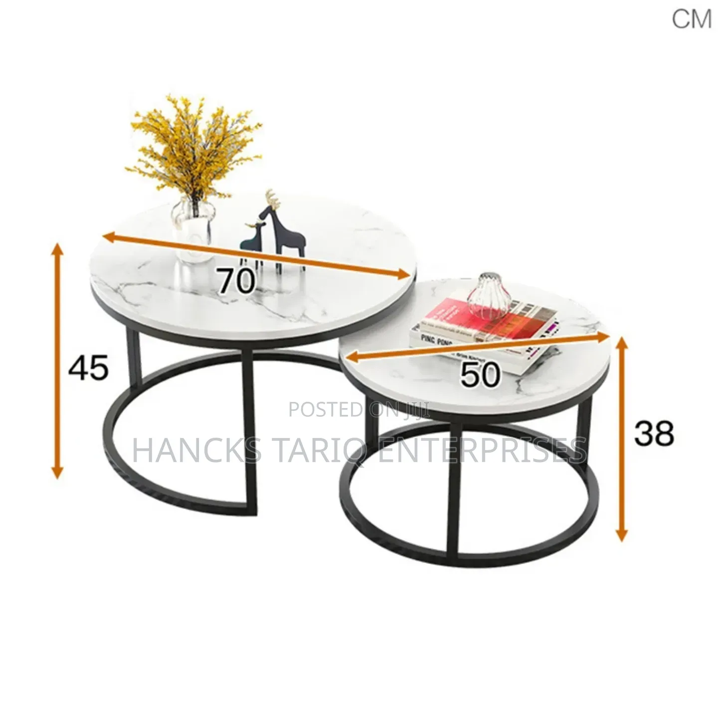 Modern Nesting Coffee Table Set – Elegant Marble-Effect Round Tables