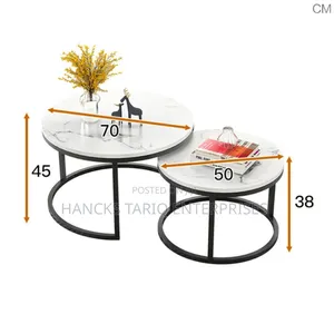 Modern Nesting Coffee Table Set – Elegant Marble-Effect Round Tables