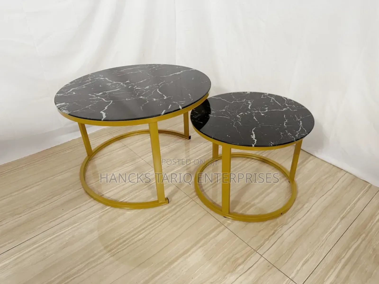 Modern Nesting Coffee Table Set – Elegant Marble-Effect Round Tables
