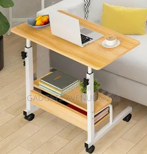 Height-Adjustable Laptop Table With Storage Shelves