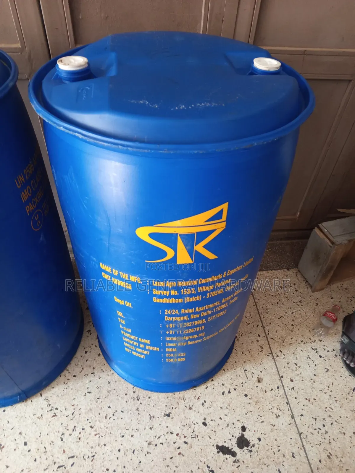 Water Drum Tank 250 Litres Plastic Blue
