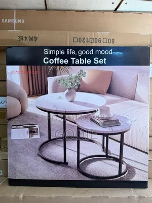 Simple Life, Good Mood" Coffee Table Set Features Two Round Tables