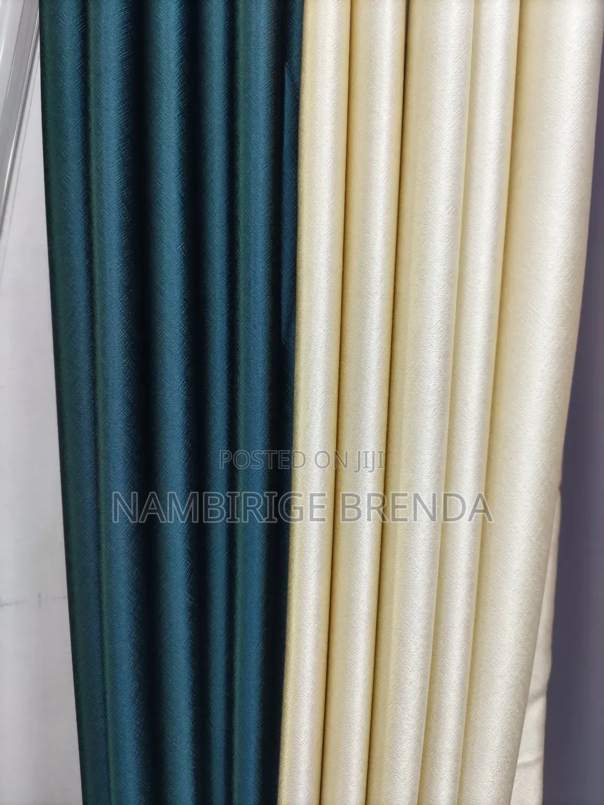 Blackout Curtains in Army Green and Cream