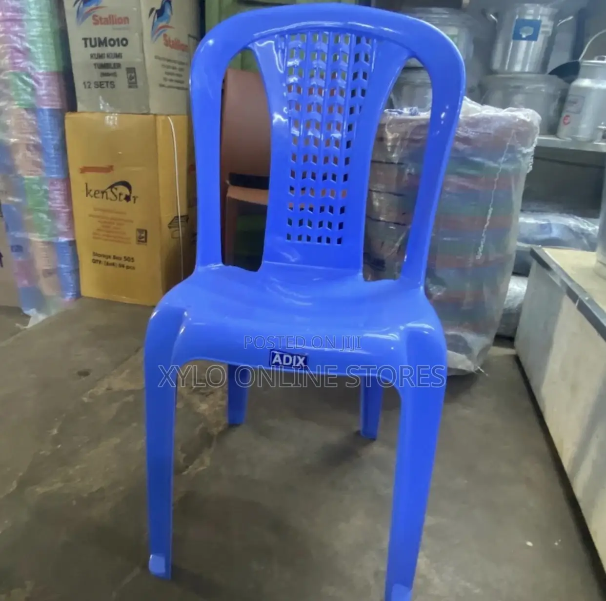 Armless Plastic Chair Blue