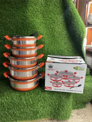 A Set of Cookware Dishes Red
