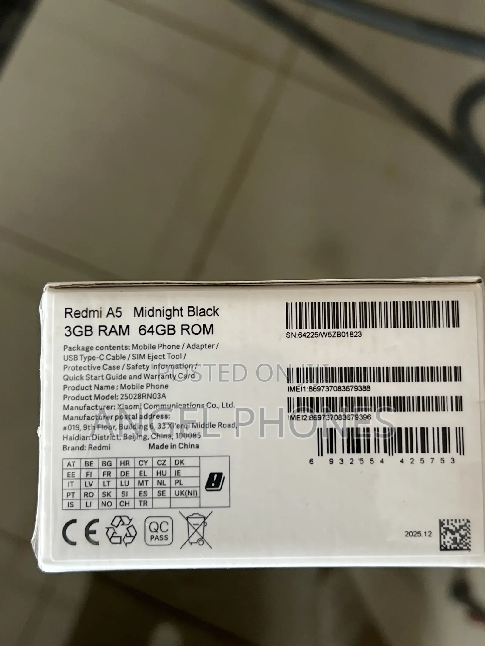 New Xiaomi Redmi A5 4G 64 GB Black