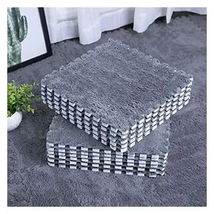10pieces of Interlocking Carpet Shaggy Soft Eva Foam Mats Fluffy