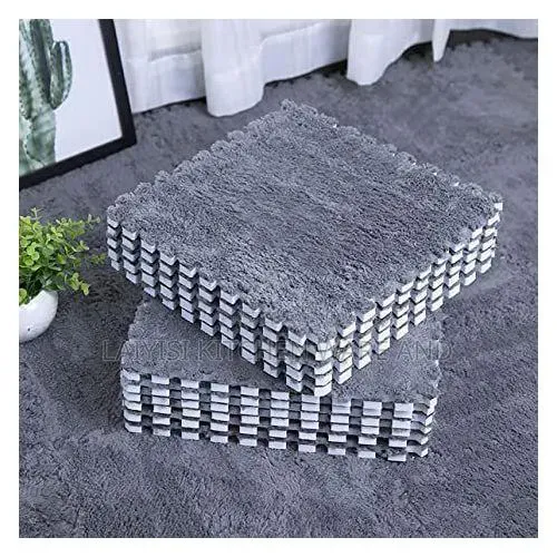 10pieces of Interlocking Carpet Shaggy Soft Eva Foam Mats Fluffy