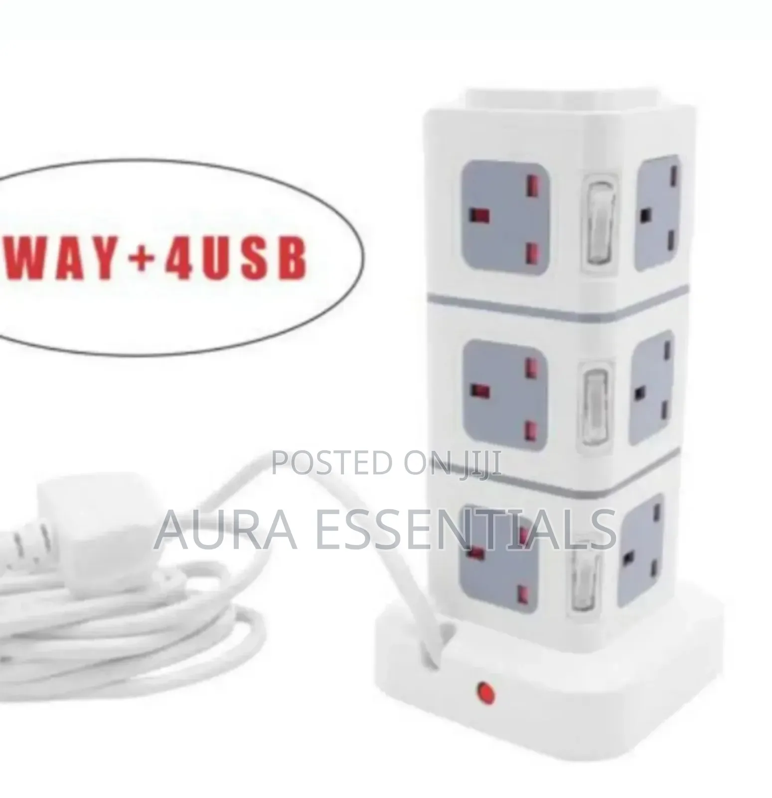 Vertical Tower Extension Lead With Multiple Sockets And Usb Ports