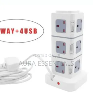 Vertical Tower Extension Lead With Multiple Sockets And Usb Ports
