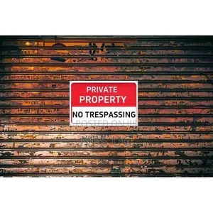 Private Property No Trespassing Sign Sticker - Red