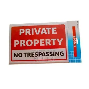 Private Property No Trespassing Sign Sticker - Red