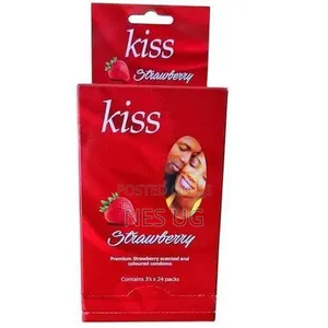 Strawberry Condoms for Protection, Pleasure Delay(3's X 24packs)-Red