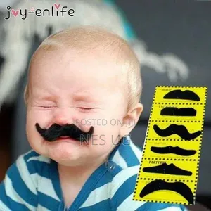 6pcs Cotton Stickon Fake Black Moustache Fake Beard - Black